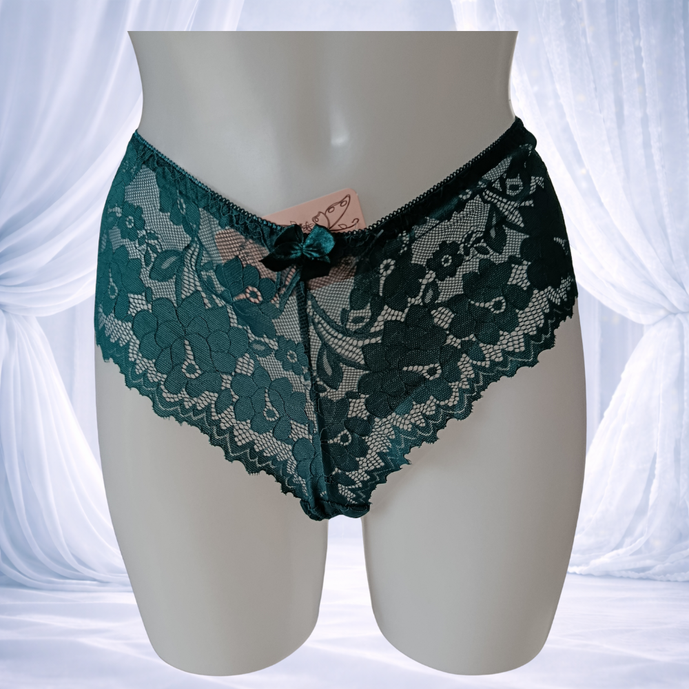 Ensemble vert émeraude en dentelle avec armatures – Spécial bonnet D