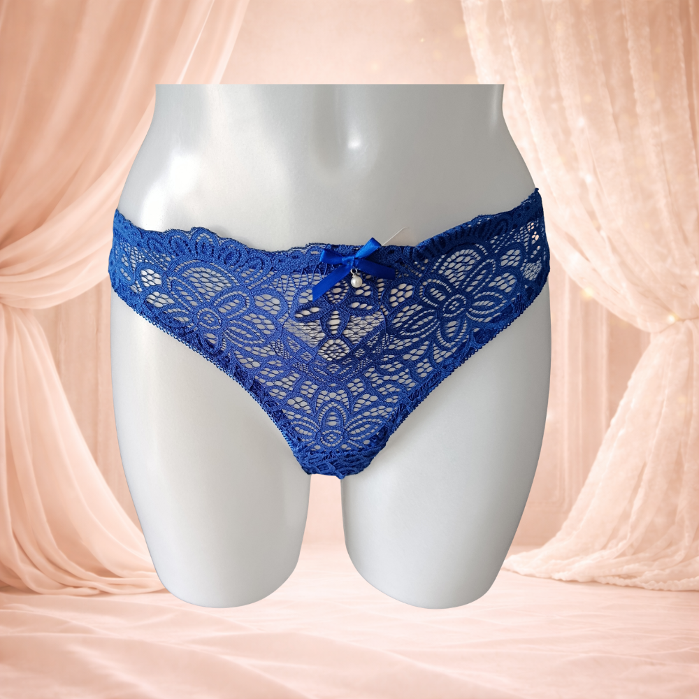 Ensemble bleu push-up en dentelle