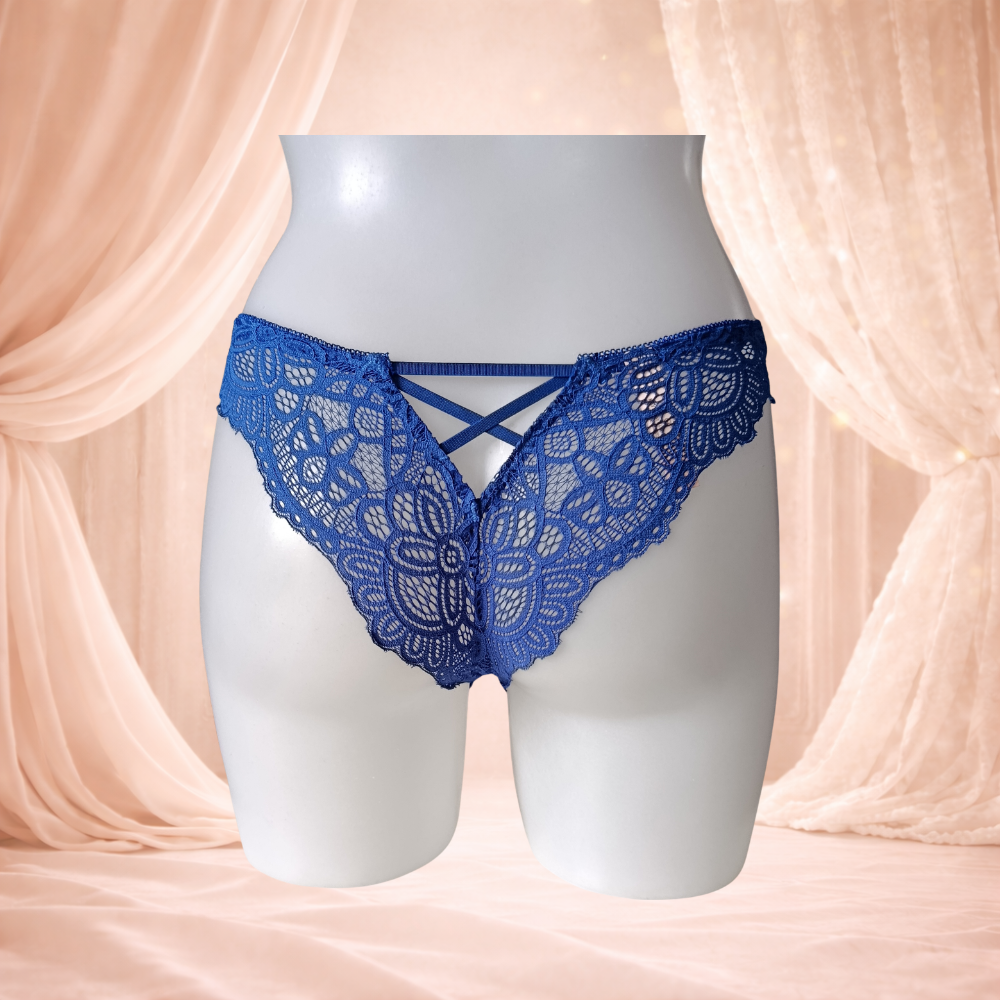 Ensemble bleu push-up en dentelle
