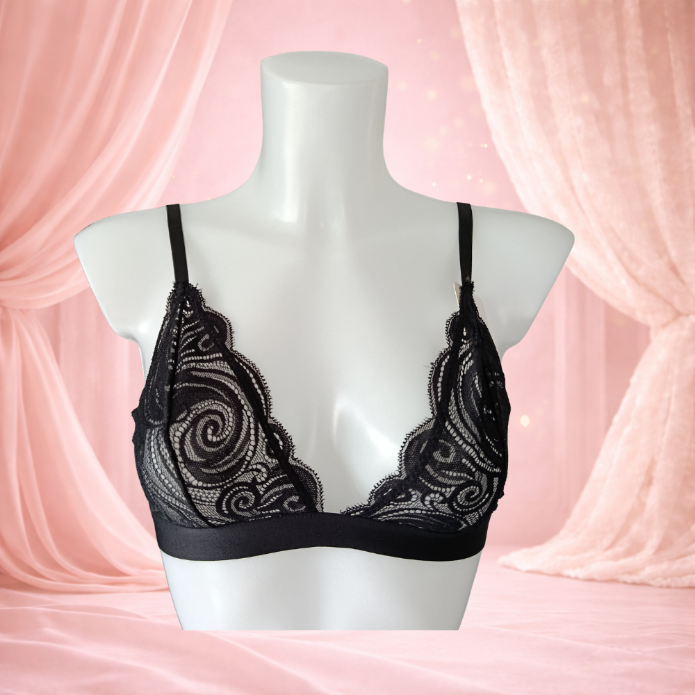 Ensemble noir bandeau en dentelle – motif spirale