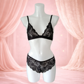 Ensemble noir bandeau en dentelle – motif spirale