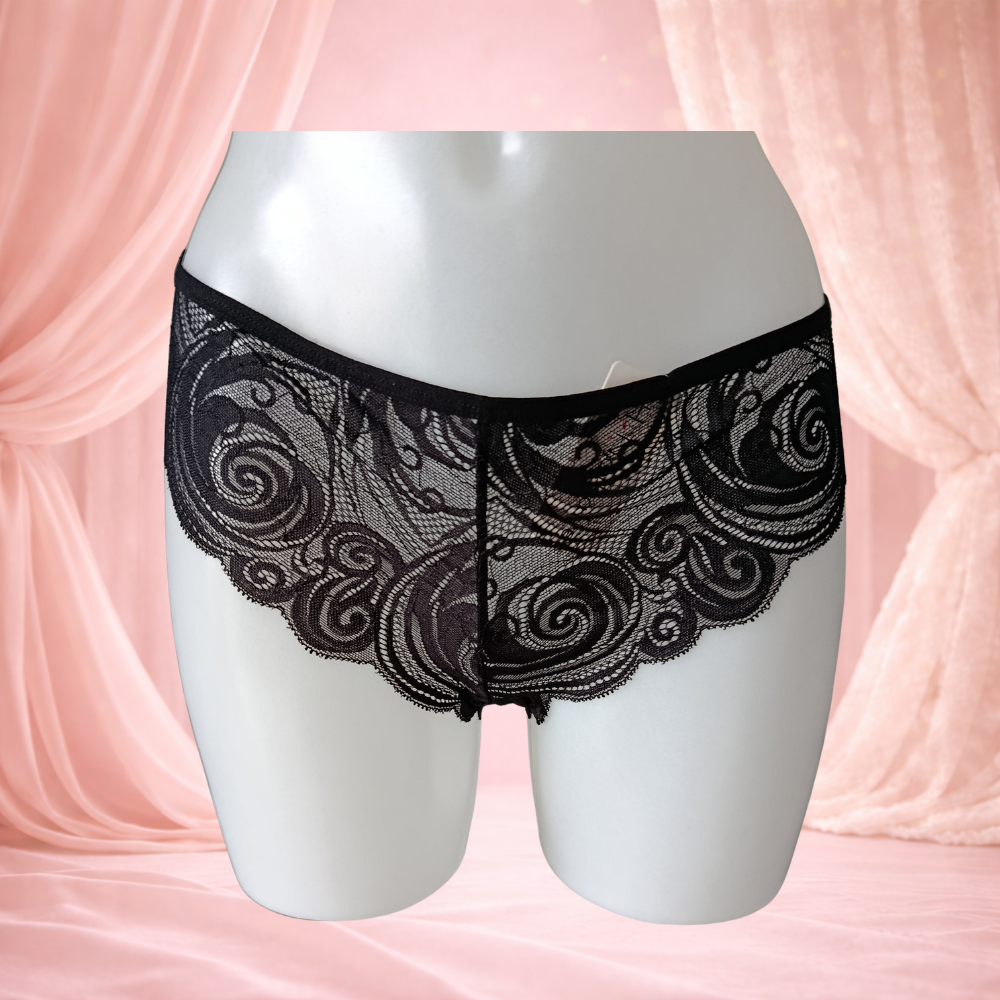 Ensemble noir bandeau en dentelle – motif spirale