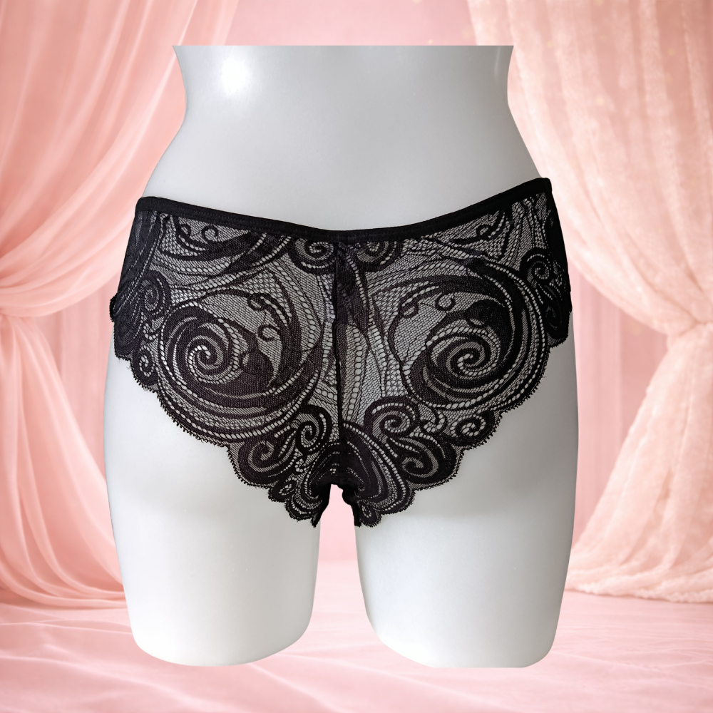 Ensemble noir bandeau en dentelle – motif spirale