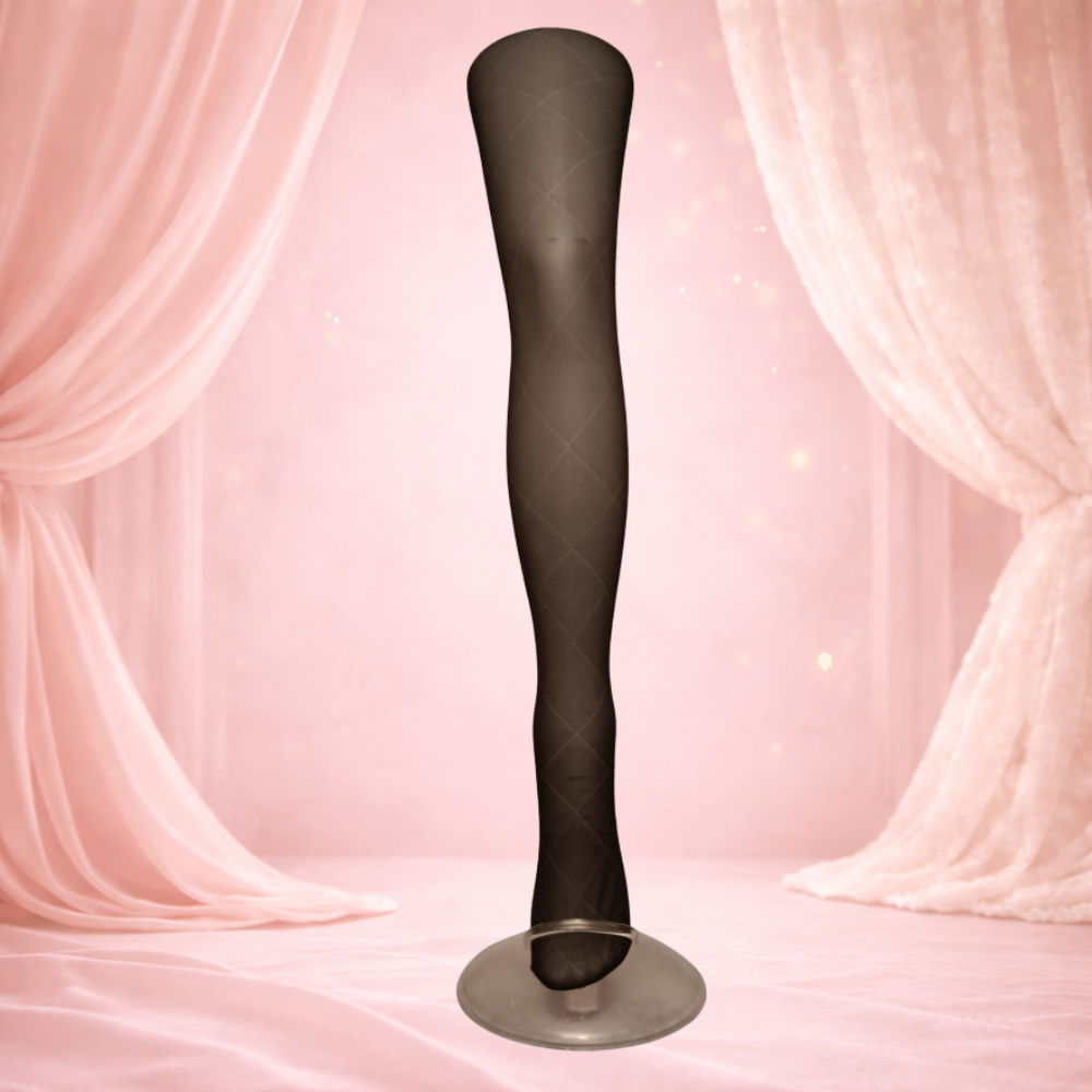 Collant voile noir à motifs & ligne de cœurs