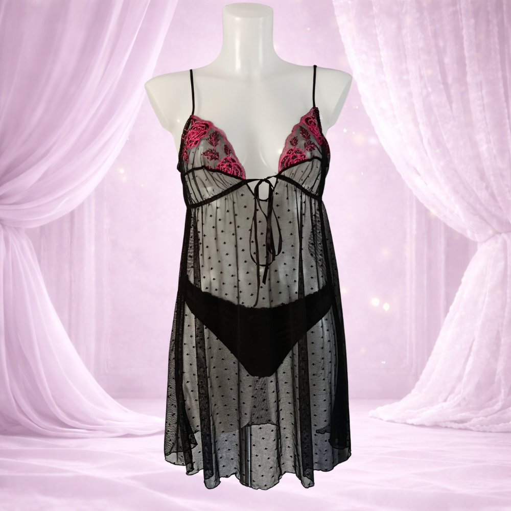 Nuisette Dentelle brodé et voile modèle Perfect marque SAWREN