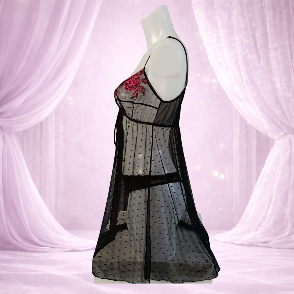 Nuisette Dentelle brodé et voile modèle Perfect marque SAWREN