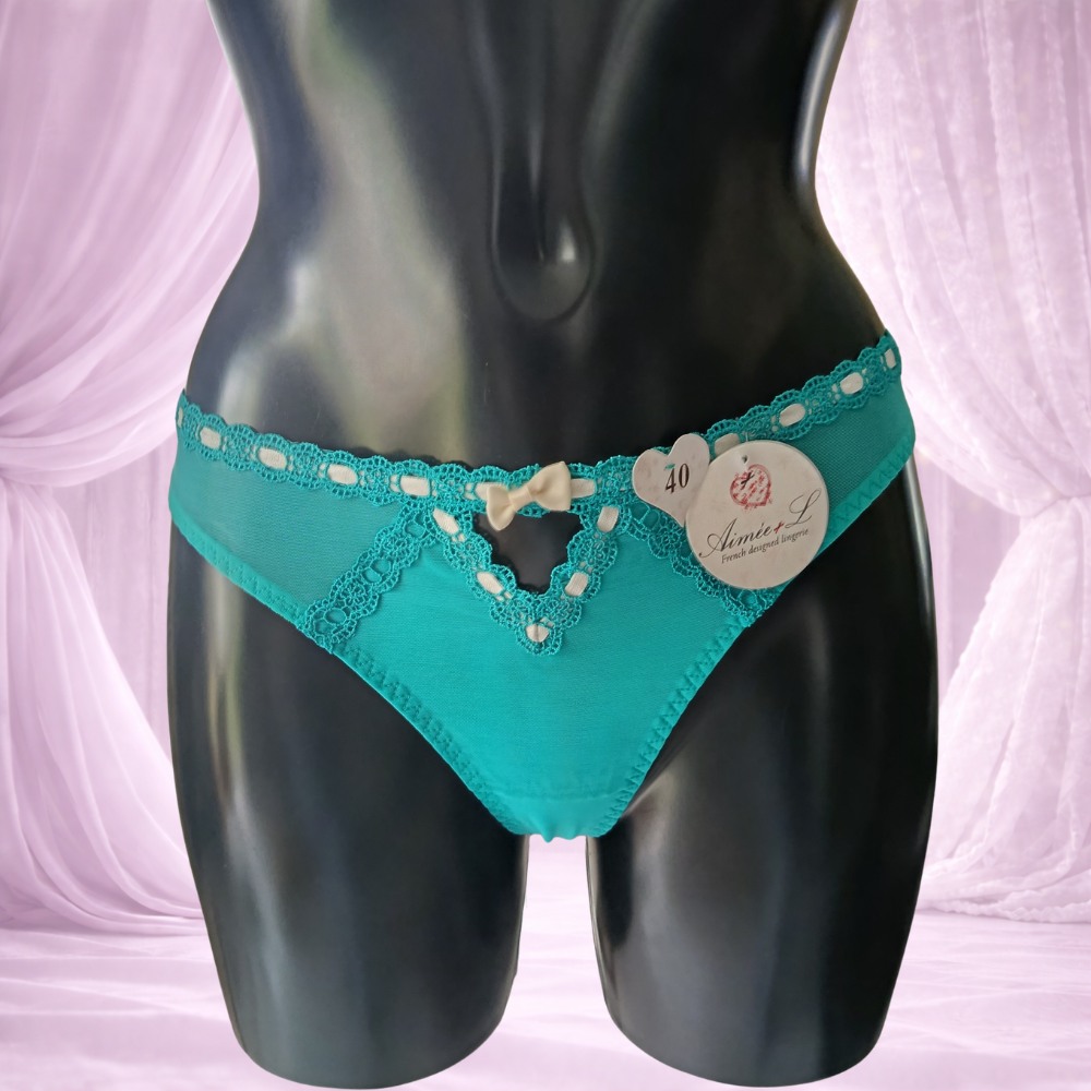 Ensemble 2 pièces – nœuds délicats & string assorti Vert