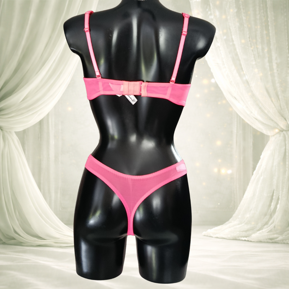 Ensemble 2 pièces – nœuds délicats & string assorti Rose