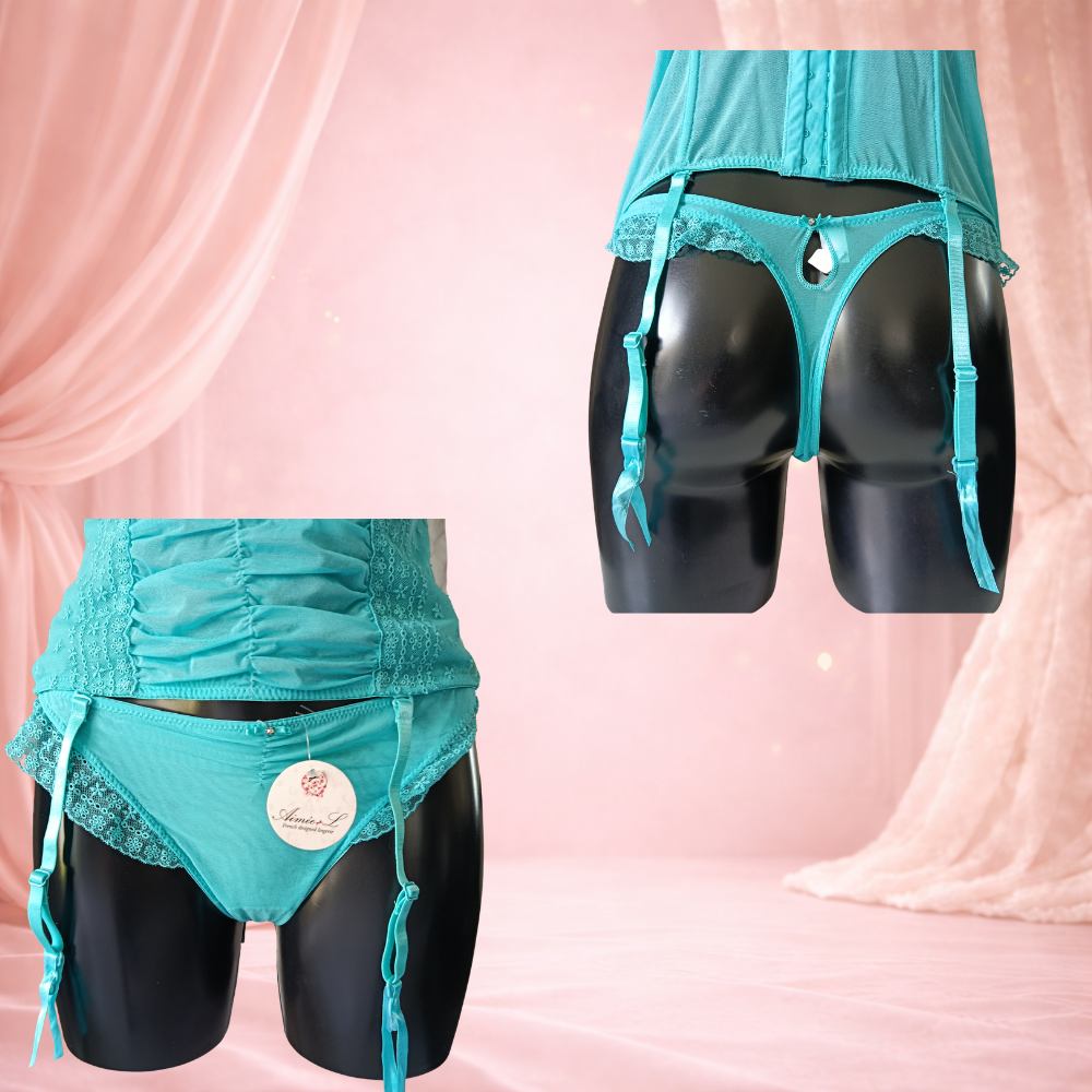 Ensemble Corset et string Emeraude