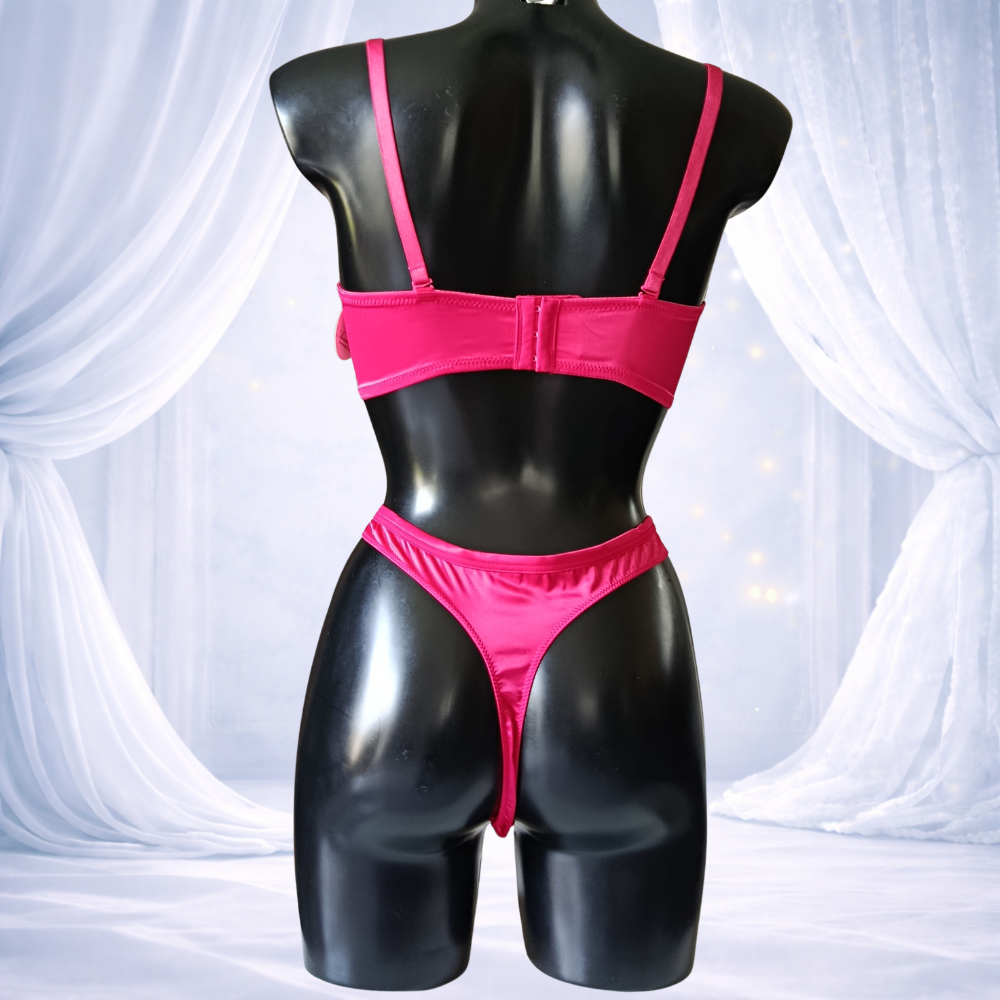 Ensemble 3 pièces rose fushia - satin