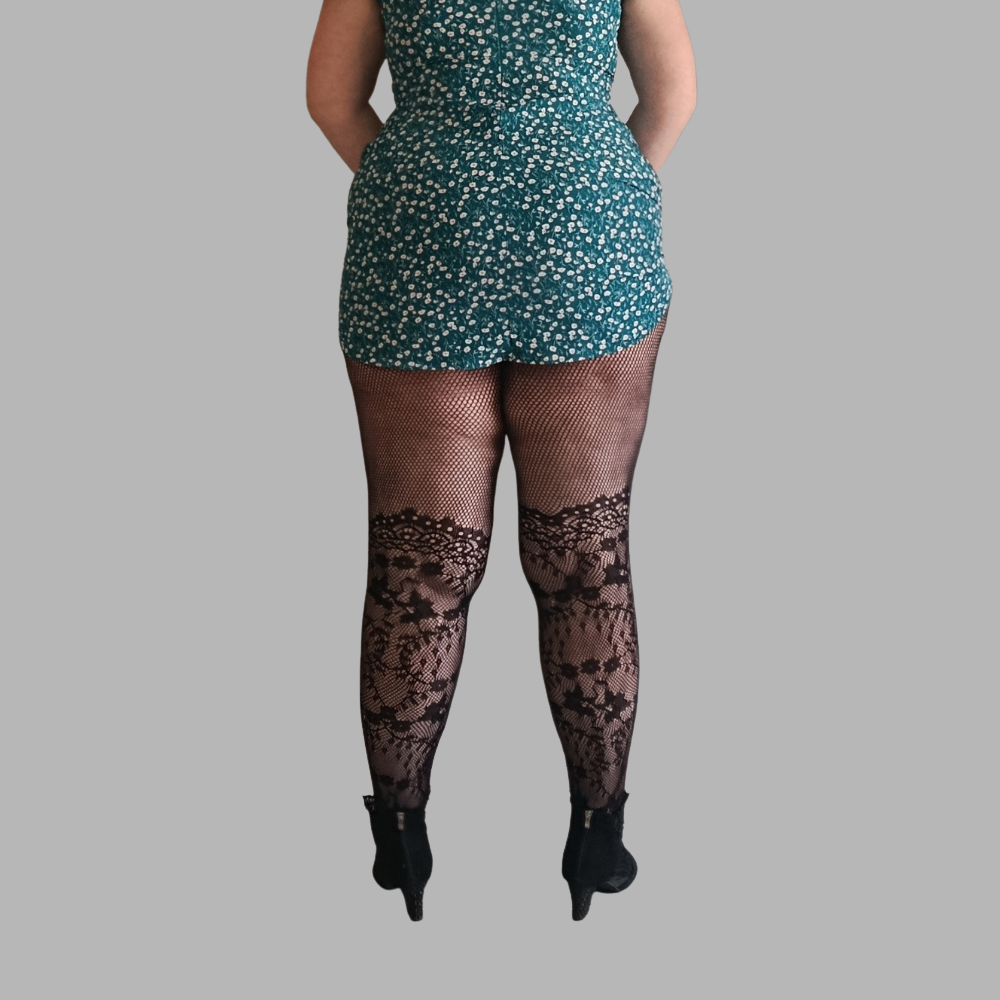 Collant résille fleur